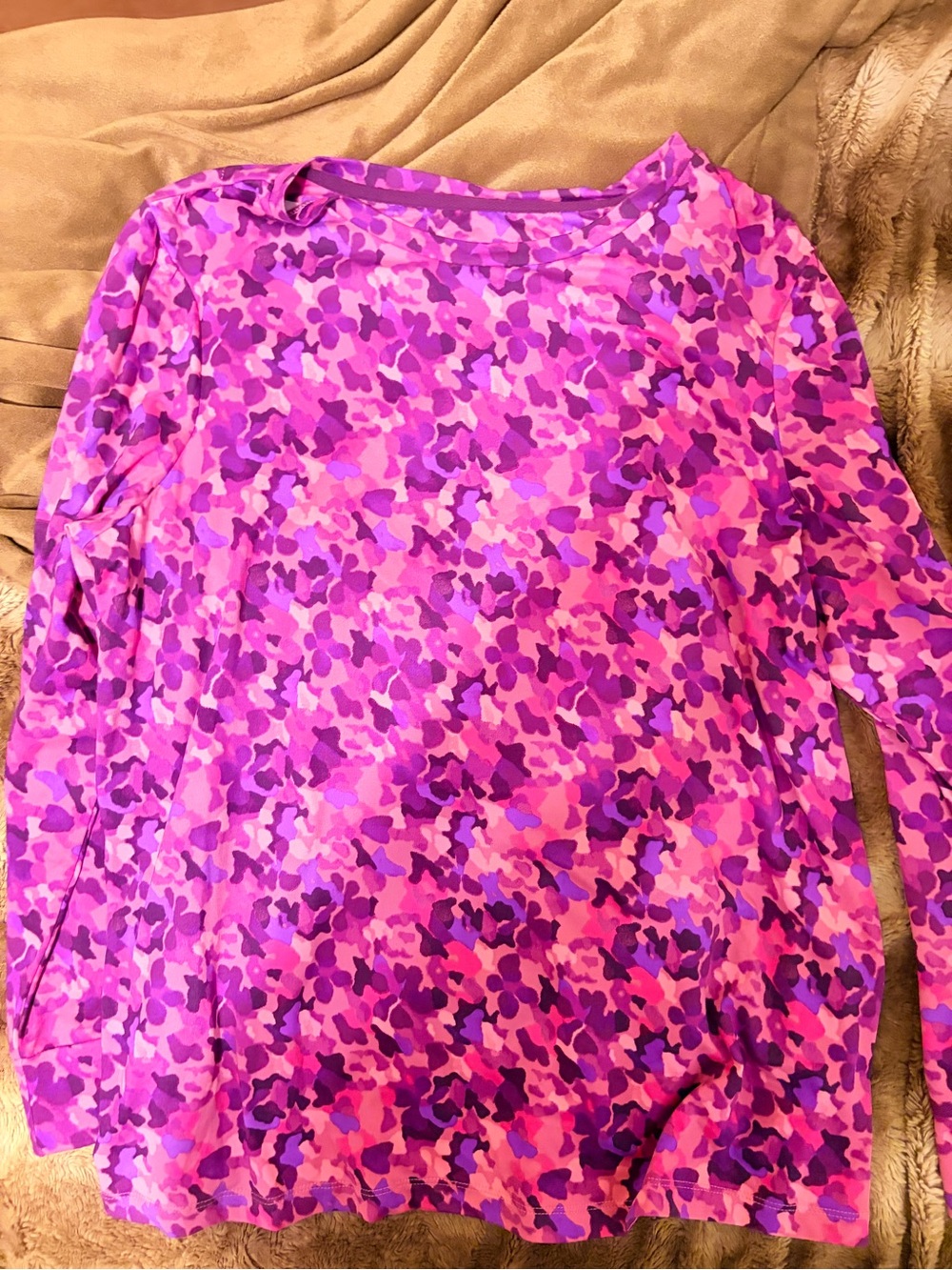 Lounge set - Women's Purple Pull-On Pants and coordinating print top